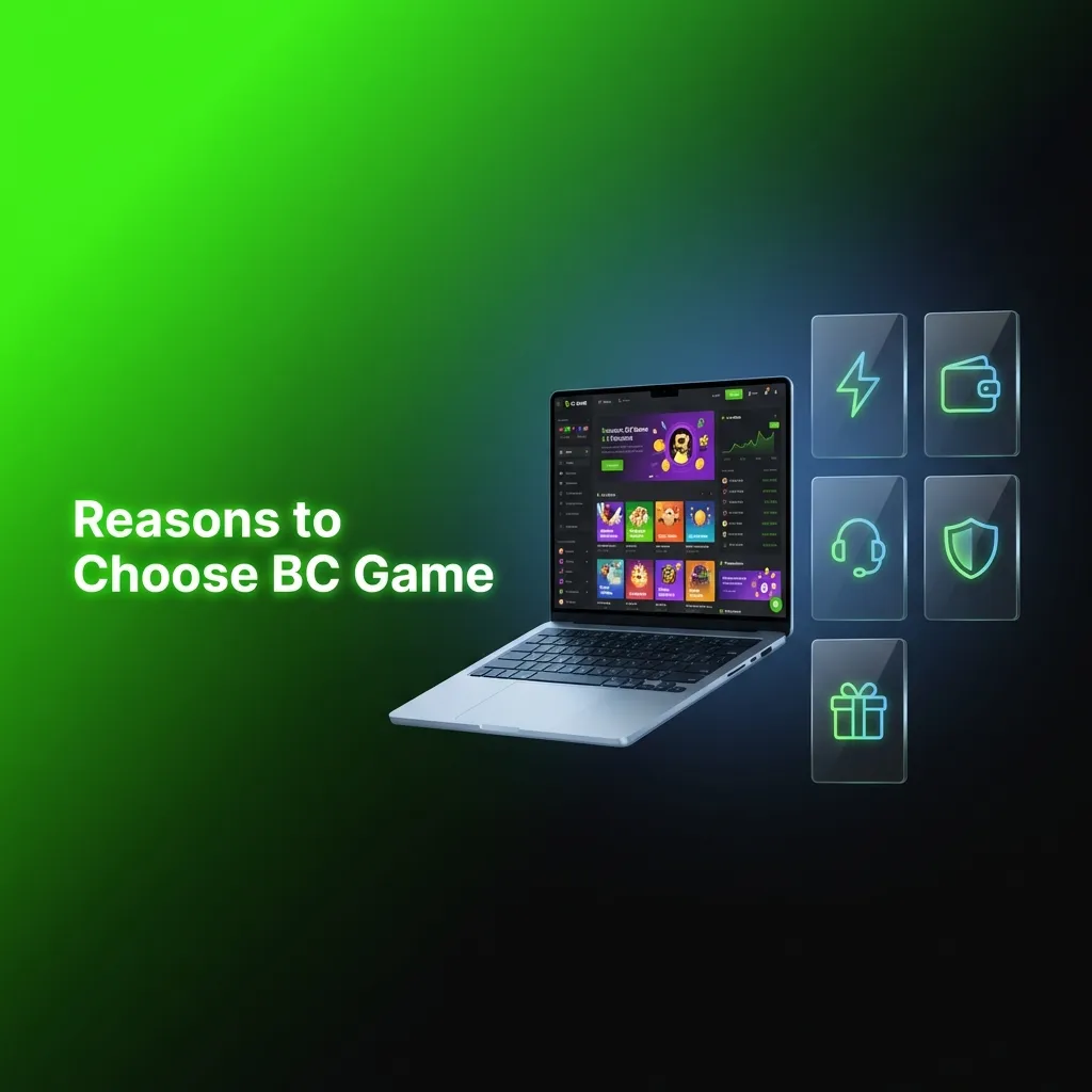 BC Game platform showcasing UPI deposits, 8000+ casino games, live sports betting, and 24/7 support for Indian players